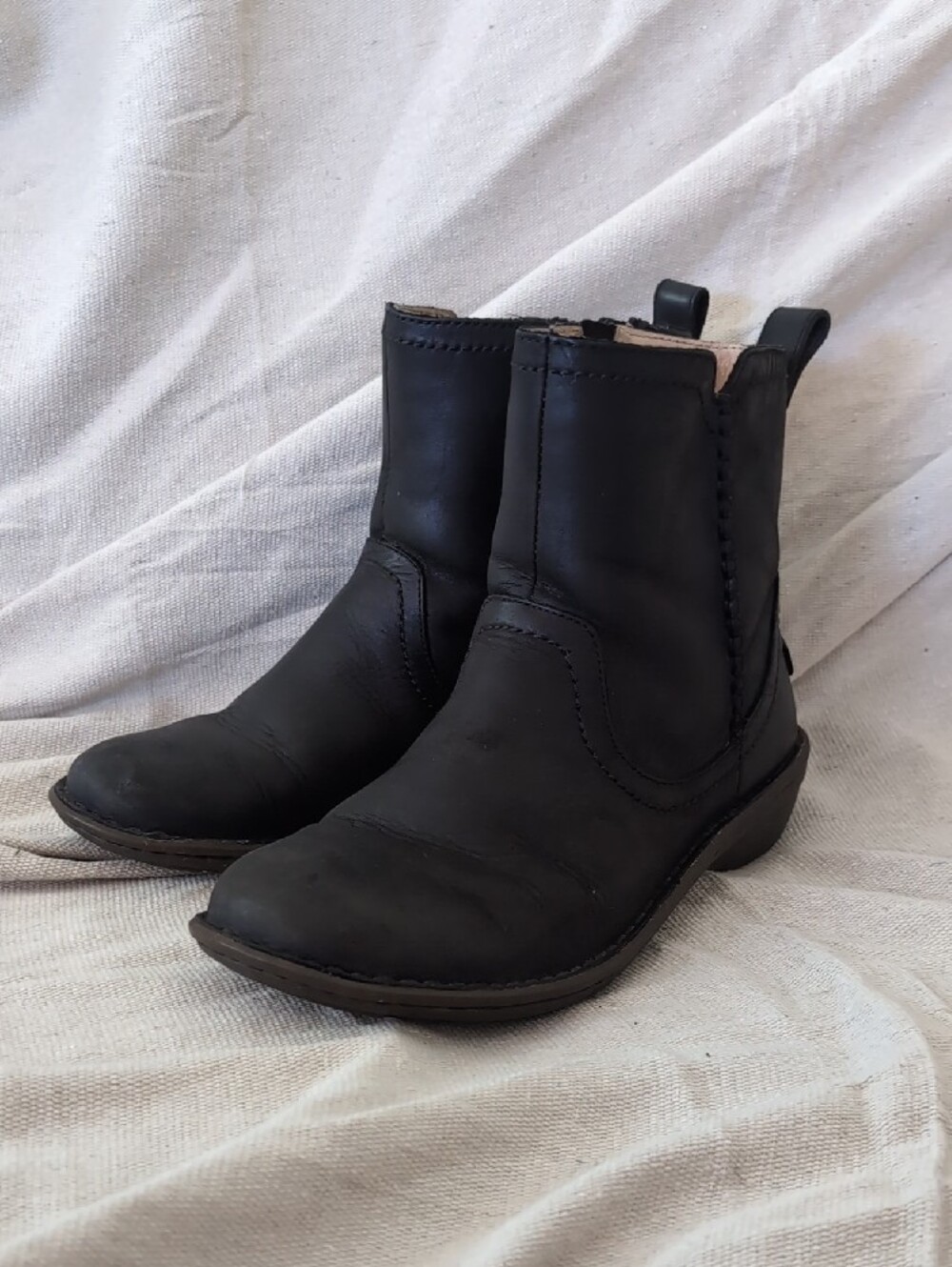 UGG Black Leather Side-Zip Ankle Booties
